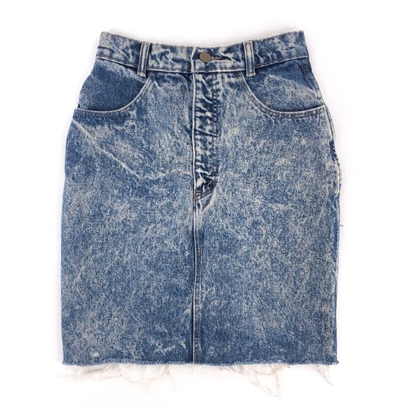 80s acid washed denim jean skirt 1980s vintage - Picture 1 of 7